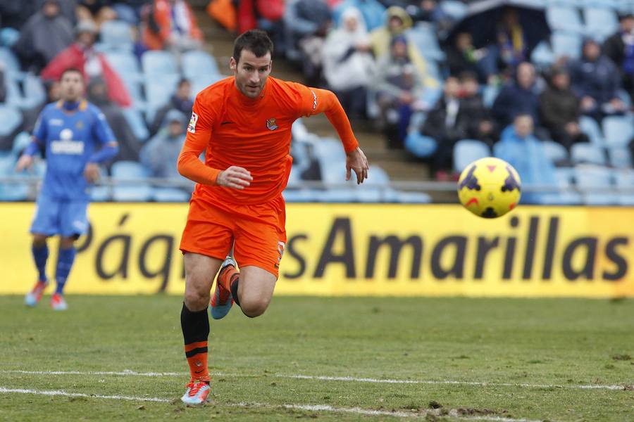 2014. Agirretxe en acción en el partido de la Real Sodciedad ante el Getafe.