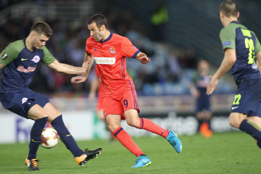 2018. Partido de fútbol de la Europa League entre la Real Sociedad y el Salzburgo. 