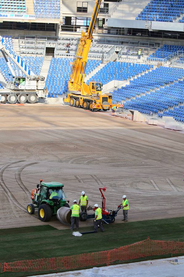 Este lunes ha dado comienzo la instalación del nuevo césped en el estadio txuri-urdin. El arranque ha sido por la Tribuna Oeste