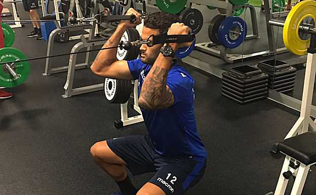 El ariete brasileño de la Real, en pleno esfuerzo en el gimnasio.