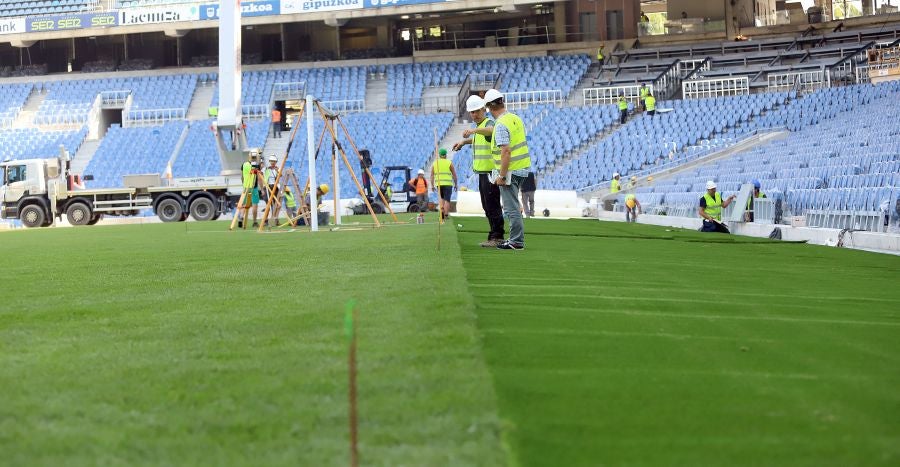 El campo de la Real Sociedad continúa afinando su puesta a punto para estar en las mejores condiciones para el próximo partido.
