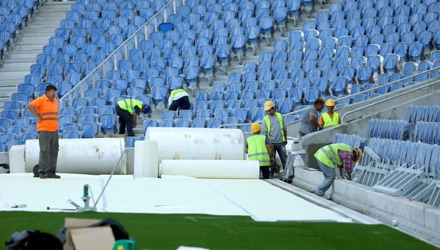 El campo de la Real Sociedad continúa afinando su puesta a punto para estar en las mejores condiciones para el próximo partido.