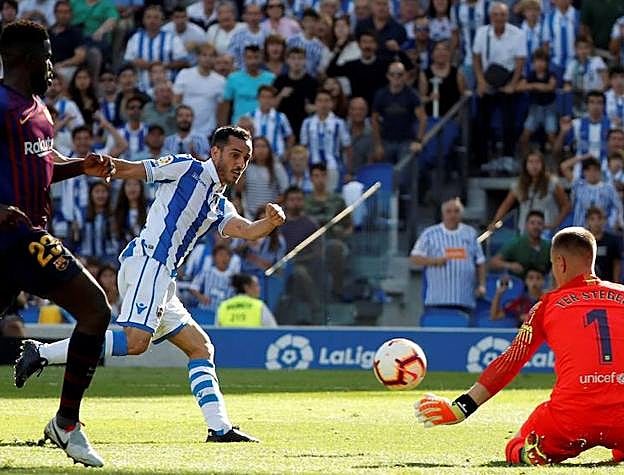 Juanmi, en una de sus ocasiones de gol.