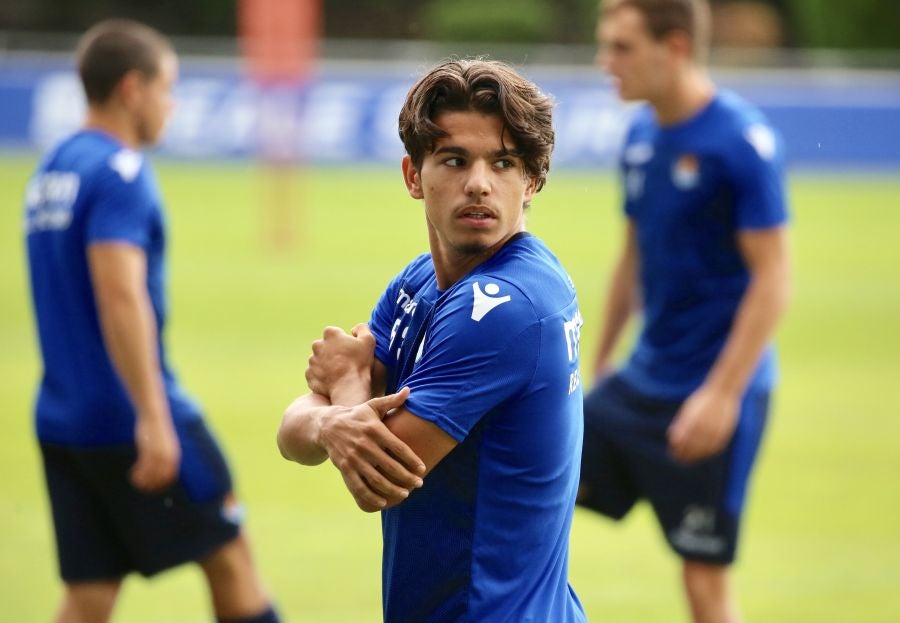 Entrenamiento de la Real Sociedad que este martes recibe al Rayo Vallecano en Anoeta. 
