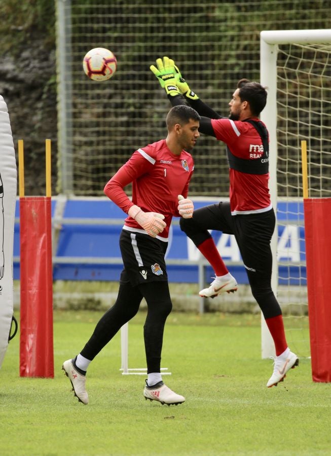 Entrenamiento de la Real Sociedad que este martes recibe al Rayo Vallecano en Anoeta. 