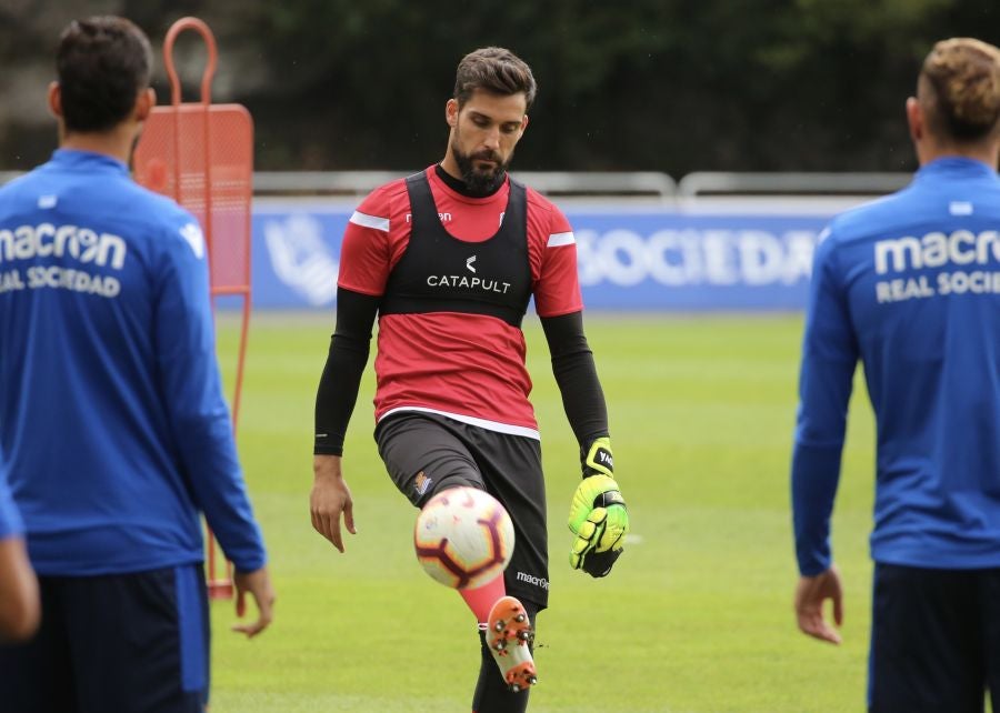 Entrenamiento de la Real Sociedad que este martes recibe al Rayo Vallecano en Anoeta. 