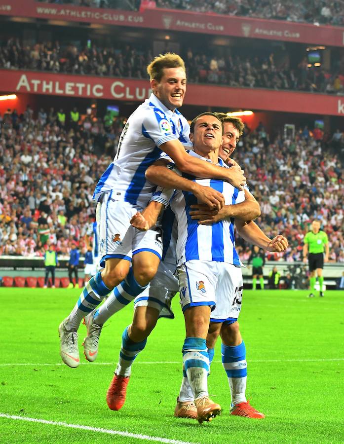 Derbi vasco disputado este viernes en San Mamés, que la Real se llevó con goles de Oyarzabal (2) y Sangalli