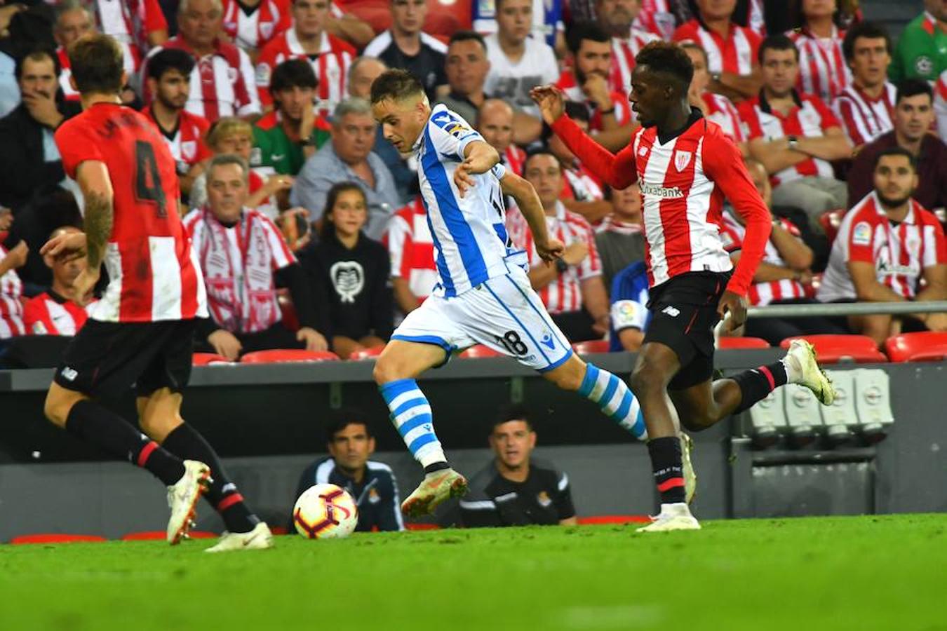 Derbi vasco disputado este viernes en San Mamés, que la Real se llevó con goles de Oyarzabal (2) y Sangalli