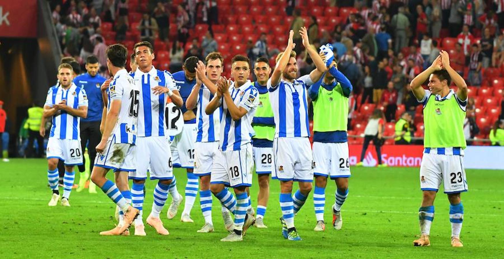 Derbi vasco disputado este viernes en San Mamés, que la Real se llevó con goles de Oyarzabal (2) y Sangalli