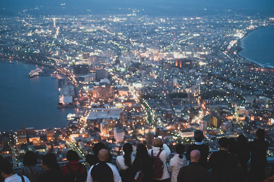 Vista nocturna de Hakodate, una de las más famosas de Japón. 