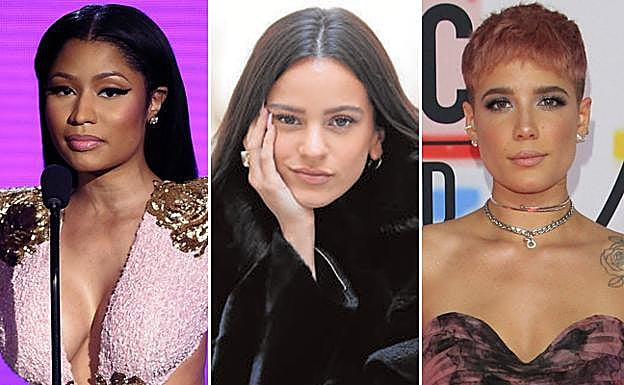 De izquierda a derecha, Nicki Minaj, Rosalía y Halsey, las primeras que han confirmado su participación en la gala