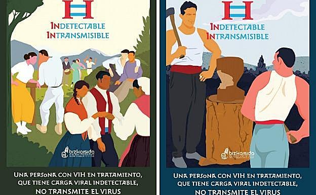 Dos carteles de la nueva campaña sobre el sida. 