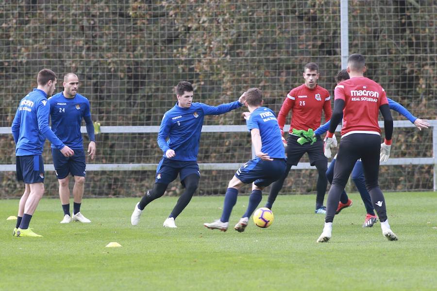 Los de Garitano han entrenado esta mañana en Zubieta tratando de olvidar la derrota en Anoeta y pensando ya en su próximo rival.