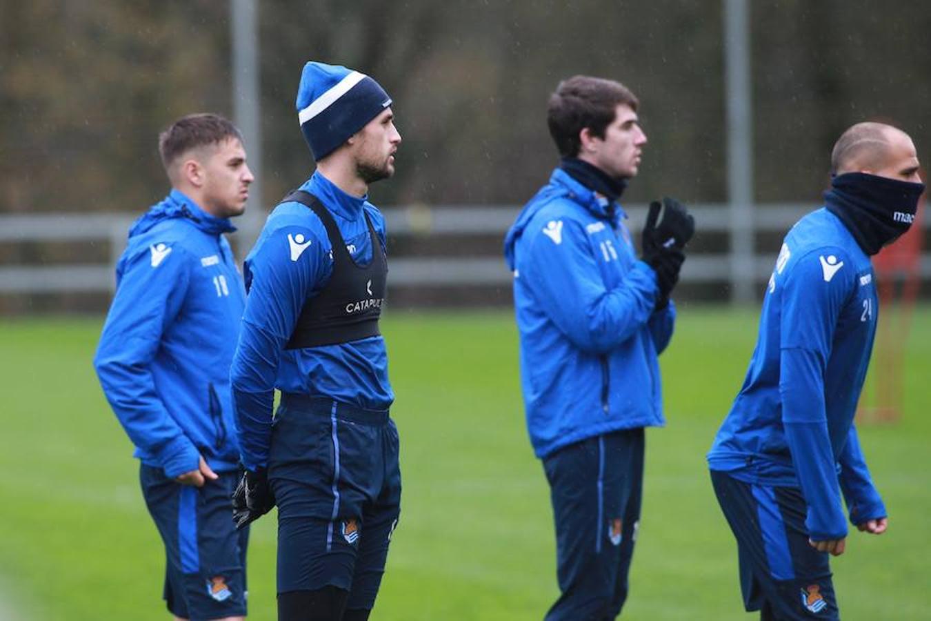 El equipo txuri-urdin se ha ejercitado hoy en Zubieta antes de medirse este sábado al Getafe