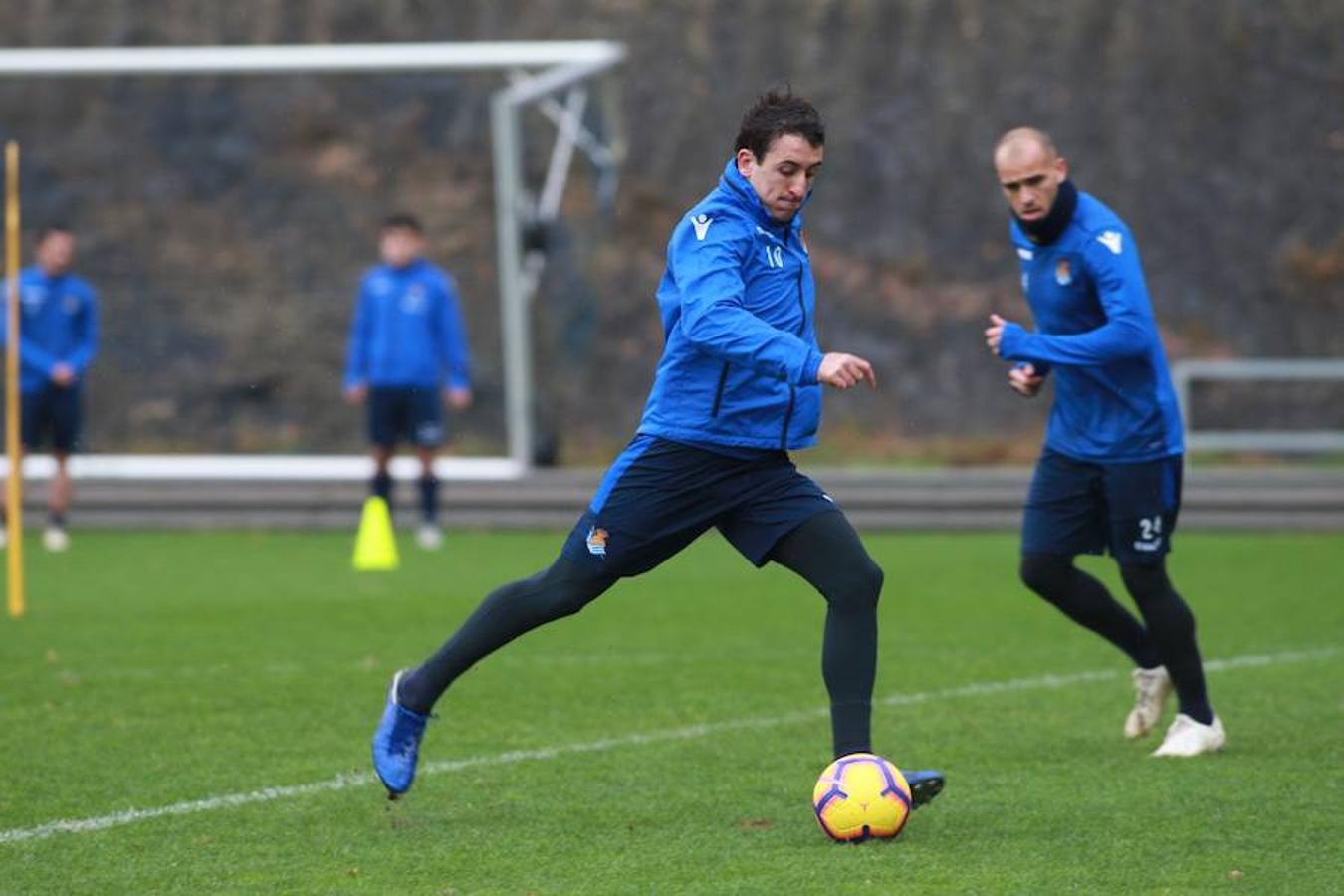 El equipo txuri-urdin se ha ejercitado hoy en Zubieta antes de medirse este sábado al Getafe