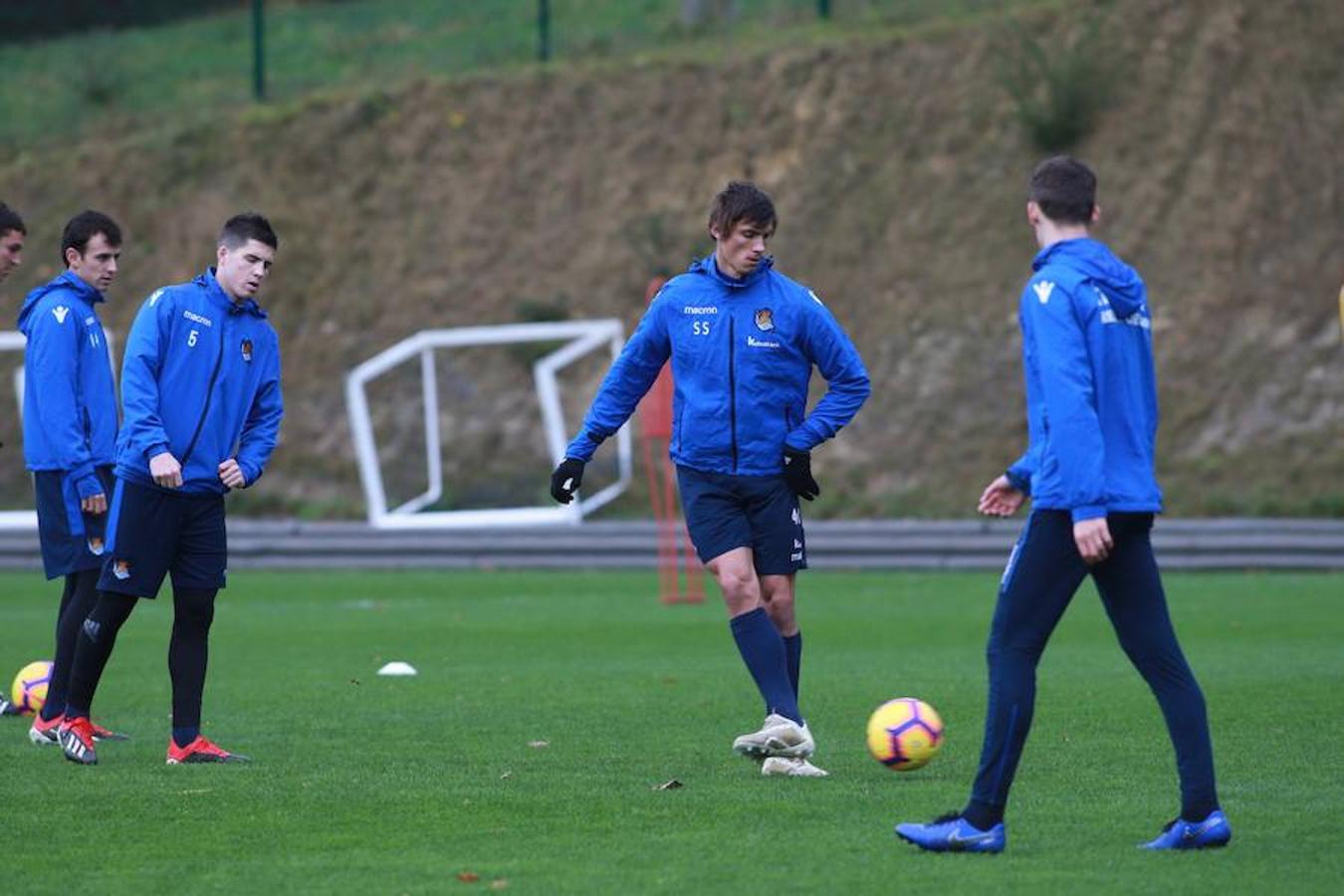 El equipo txuri-urdin se ha ejercitado hoy en Zubieta antes de medirse este sábado al Getafe
