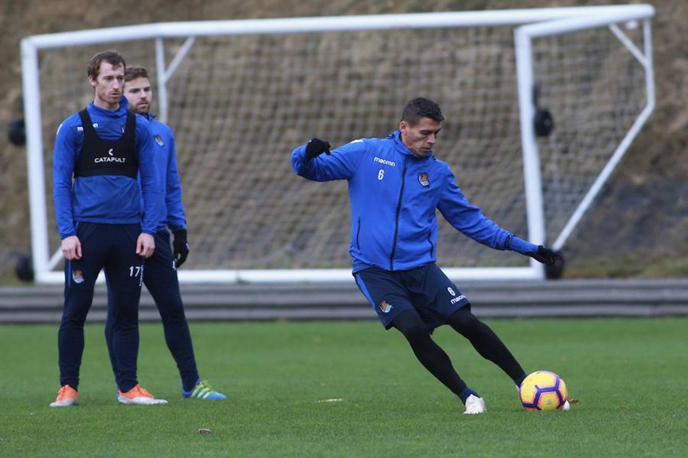 El equipo txuri-urdin se ha ejercitado hoy en Zubieta antes de medirse este sábado al Getafe