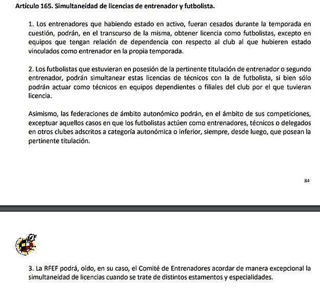 Artículo 165 del reglamento en el que se habla de la «simultaniedad de licencias» 