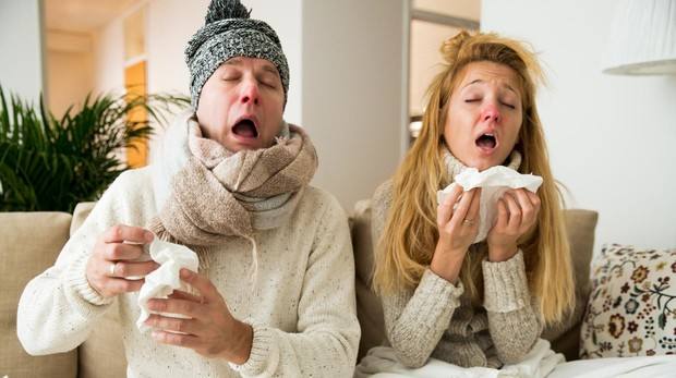 Una pareja con gripe.