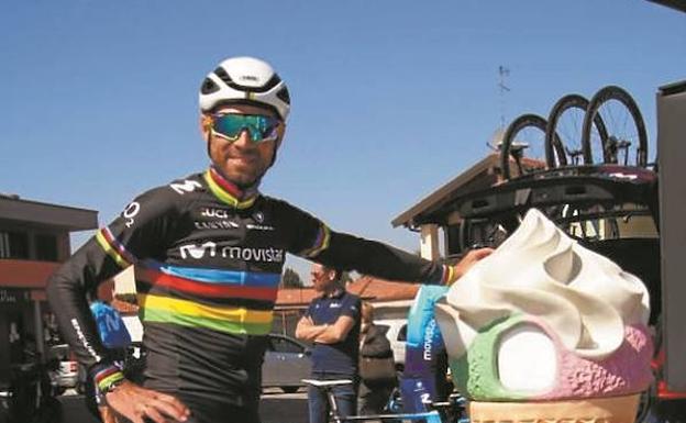 Alejandro Valverde, ayer en tierras italianas.