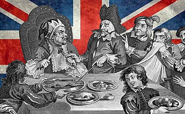 El festín de Sancho Panza, grabado de William Hogarth (s. XVIII). Wellcome Collection CC BY.