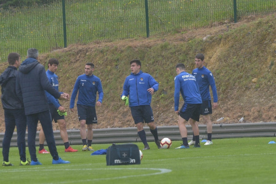 La Real Sociedad se prepara para el partido de mañana en Anoeta ante el Getafe. 