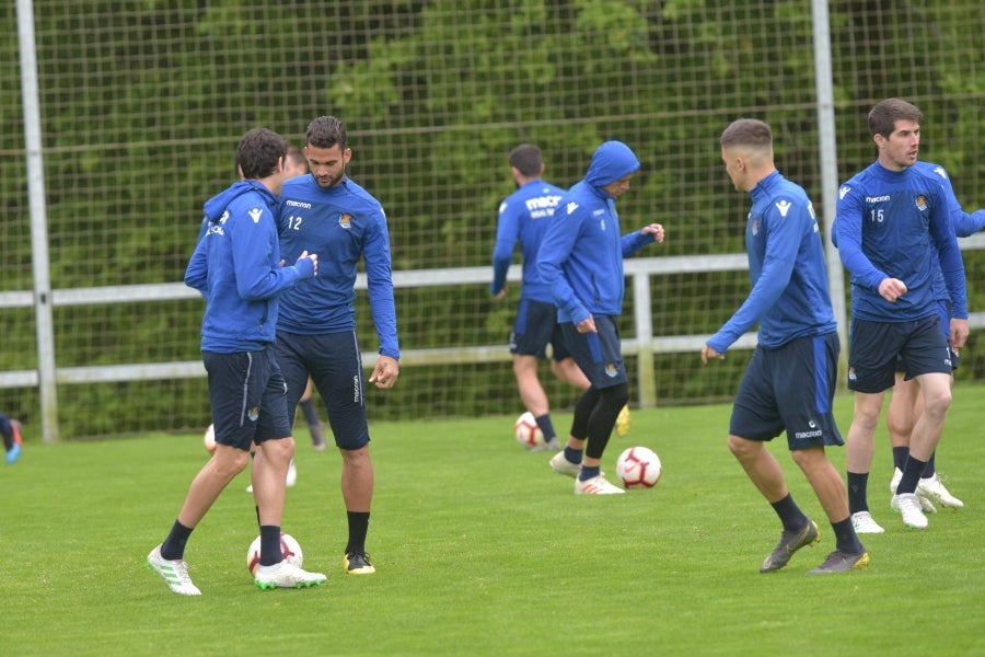 La Real Sociedad se prepara para el partido de mañana en Anoeta ante el Getafe. 