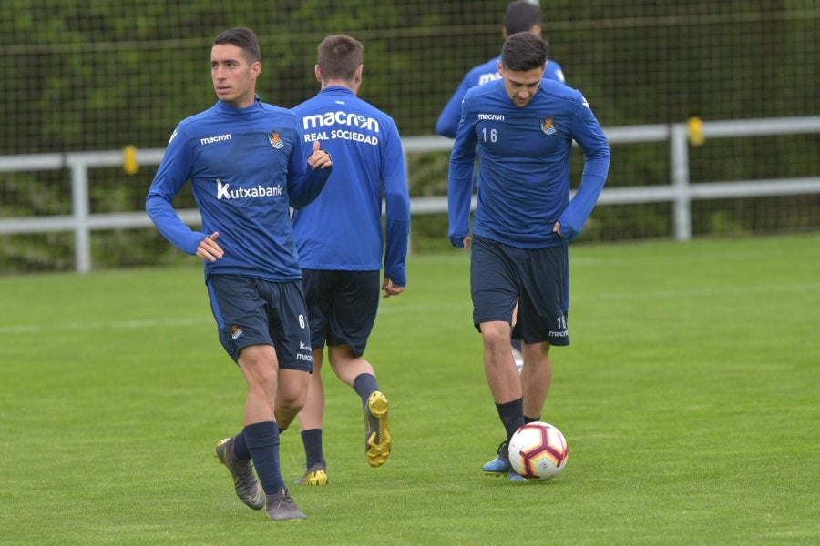 La Real Sociedad se prepara para el partido de mañana en Anoeta ante el Getafe. 