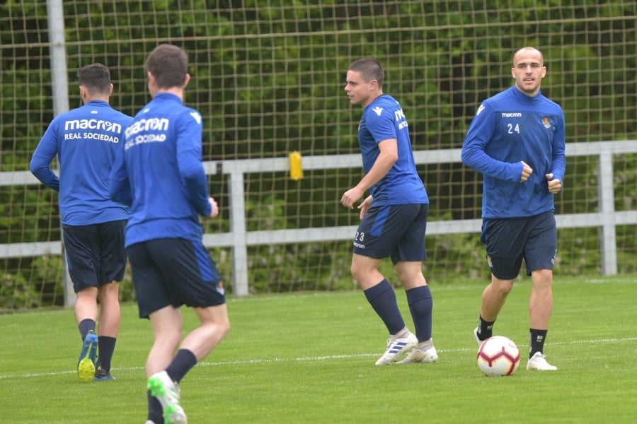 La Real Sociedad se prepara para el partido de mañana en Anoeta ante el Getafe. 