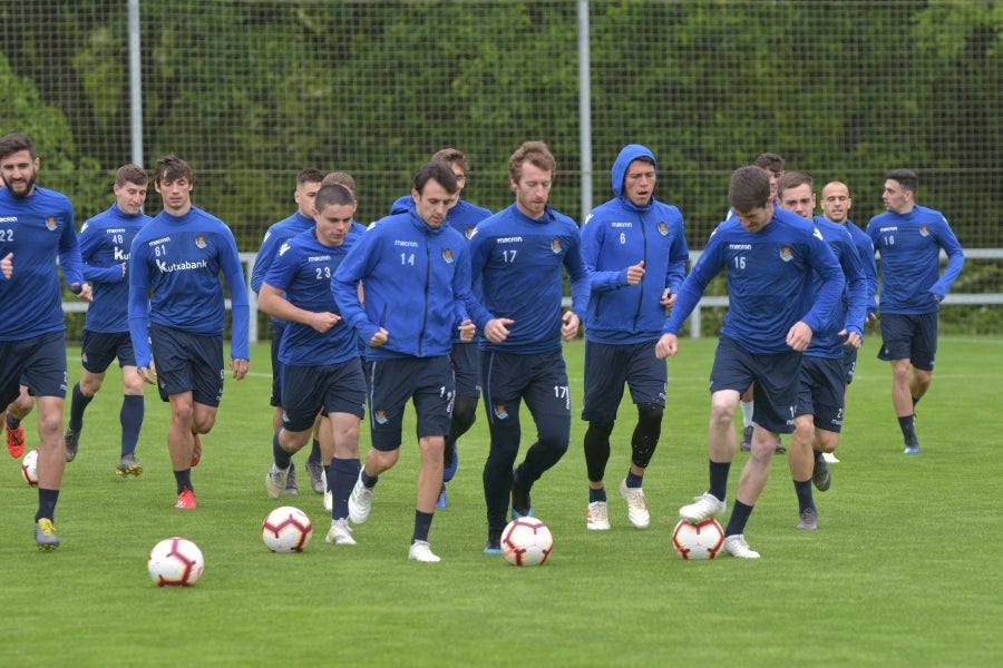 La Real Sociedad se prepara para el partido de mañana en Anoeta ante el Getafe. 