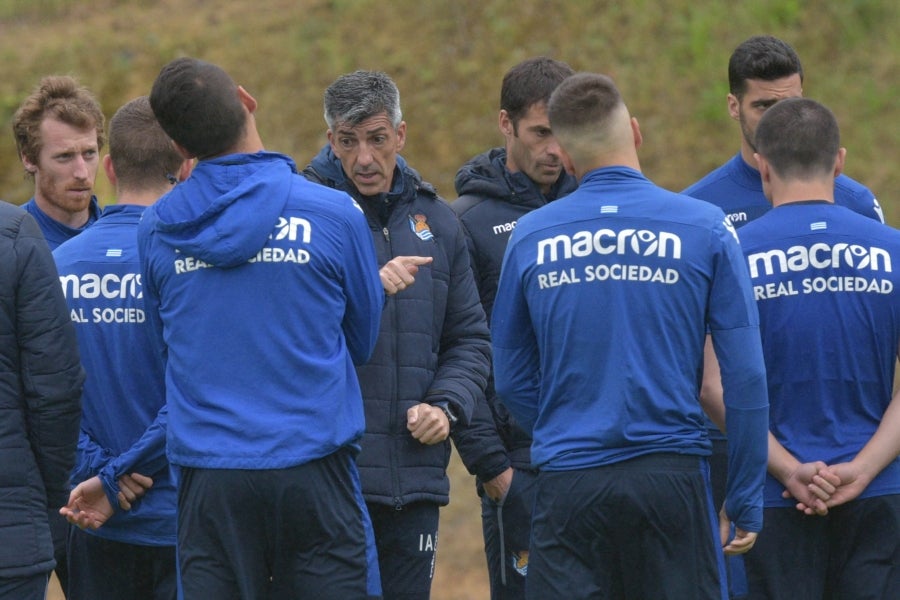 La Real Sociedad se prepara para el partido de mañana en Anoeta ante el Getafe. 