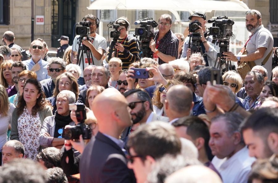 Sánchez ha participado en un acto electoral en San Sebastián junto con los candidatos a diputado general de Gipuzkoa, Denis Itxaso, y a la Alcaldía de la capital guipuzcoana, Ernesto Gasco,
