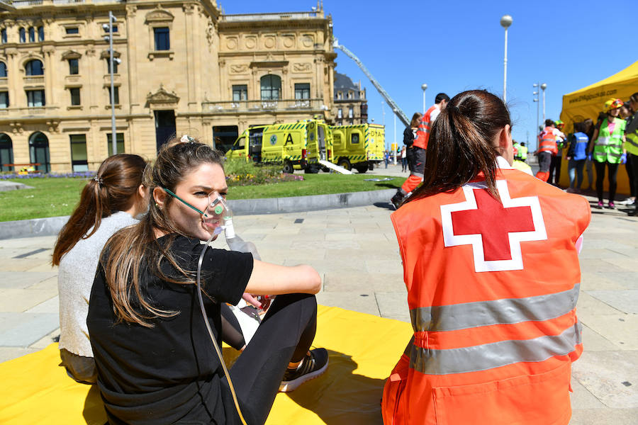 Fotos: Simulacro de incendio en el Teatro Victoria Eugenia