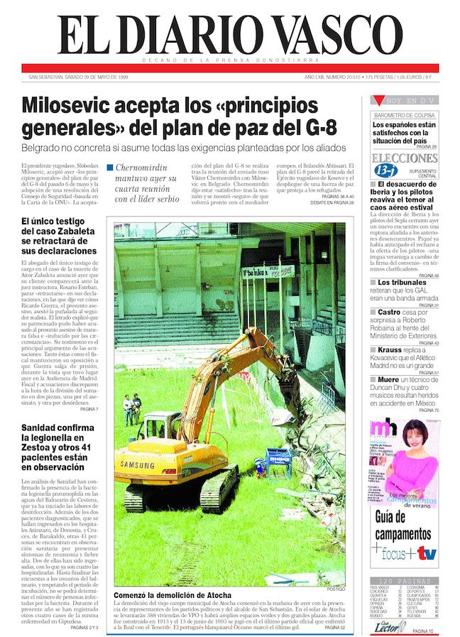 Imagen - Portada de EL DIARIO VASCO del 29 de mayo de 1999.