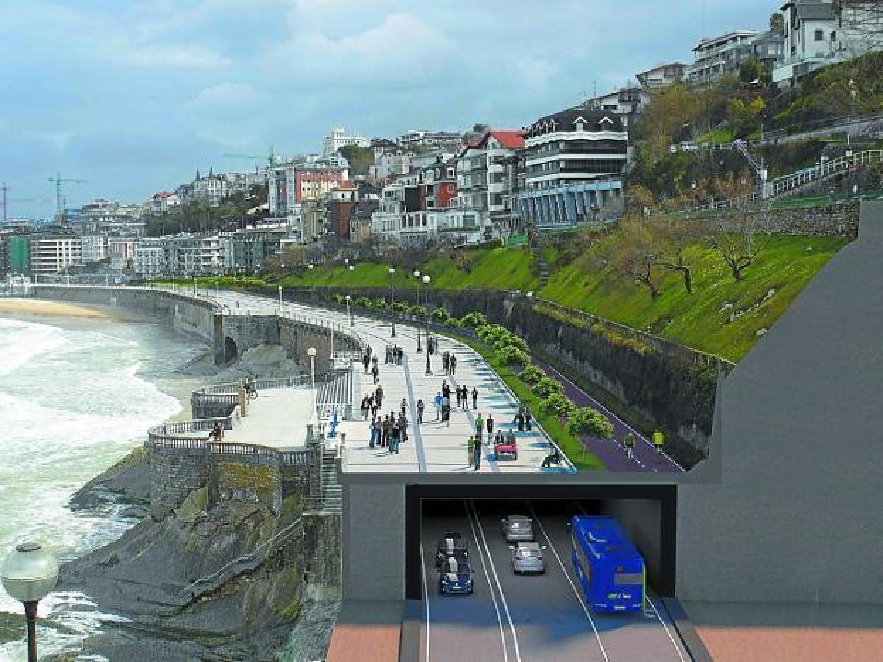 Fotomontaje del soterramiento del paseo de La Concha utilizado por los socialistas en campaña.