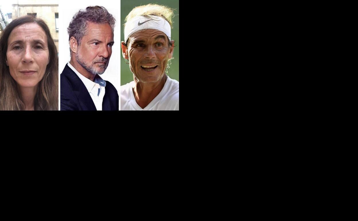 Bárbara Goenaga, David Bisbal y Rafa Nadal con el filtro de envejecimiento de FaceApp. 