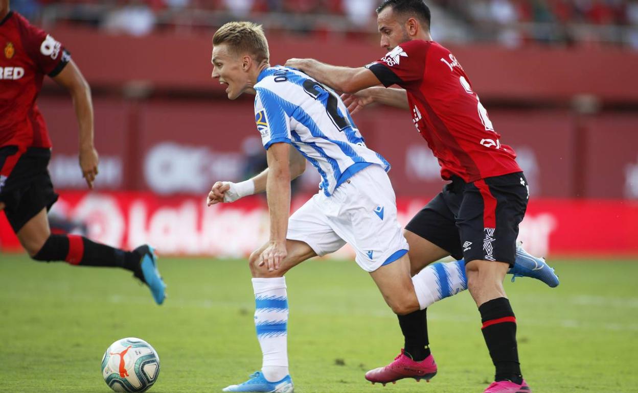 Odegaard, durante el choque ante el Mallorca. 