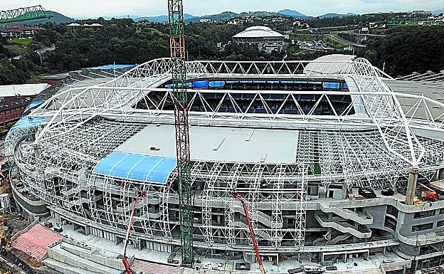 Estado de los trabajos de la tribuna norte.