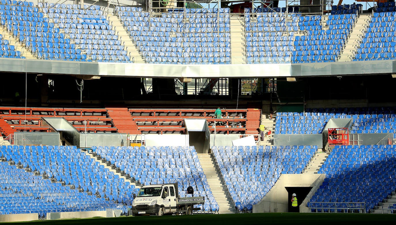 El estadio prácticamente está listo para acoger su estreno con todas las gradas completas en el Real Sociedad - Atlético de Madrid del próximo sábado 14
