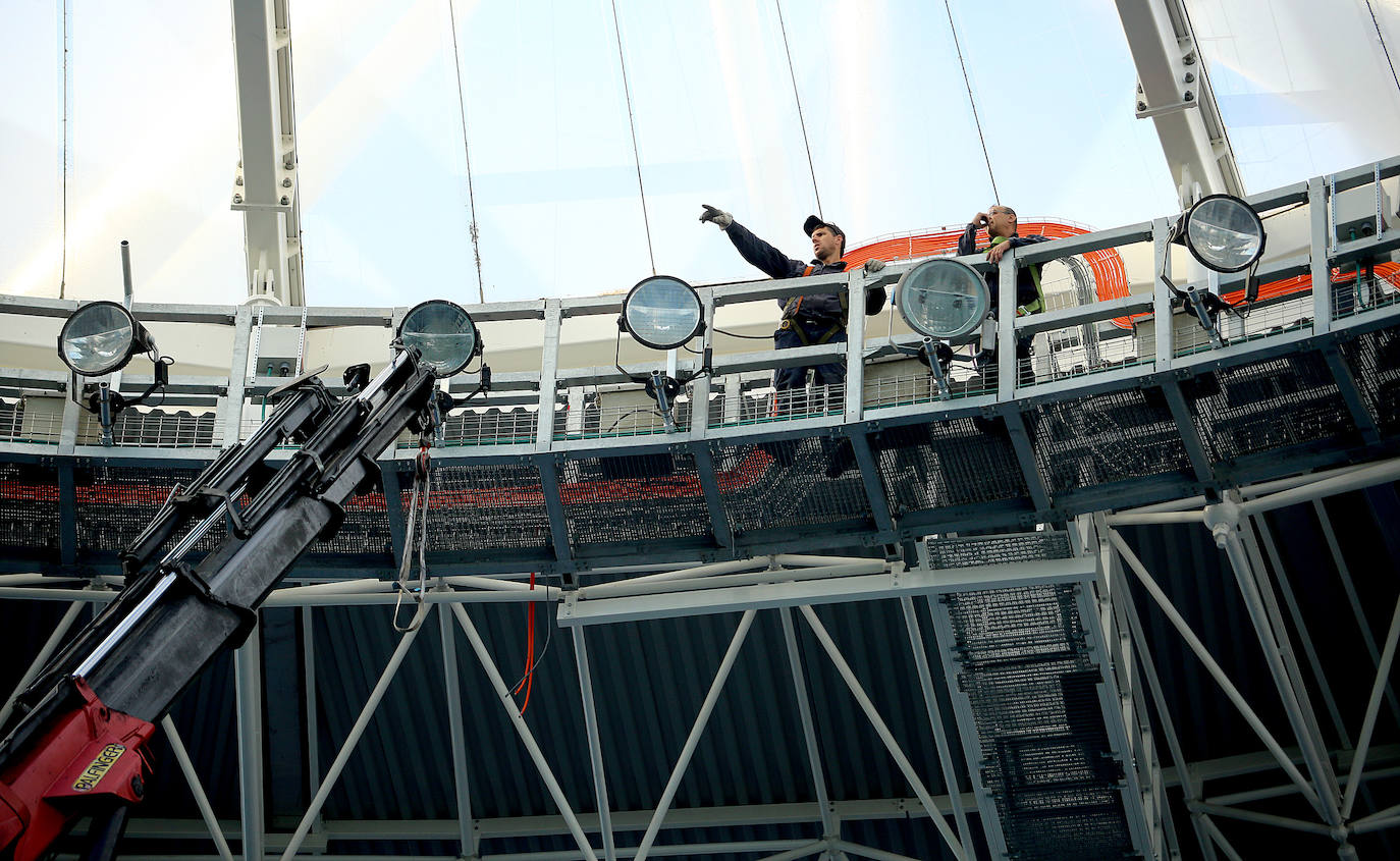 El estadio prácticamente está listo para acoger su estreno con todas las gradas completas en el Real Sociedad - Atlético de Madrid del próximo sábado 14