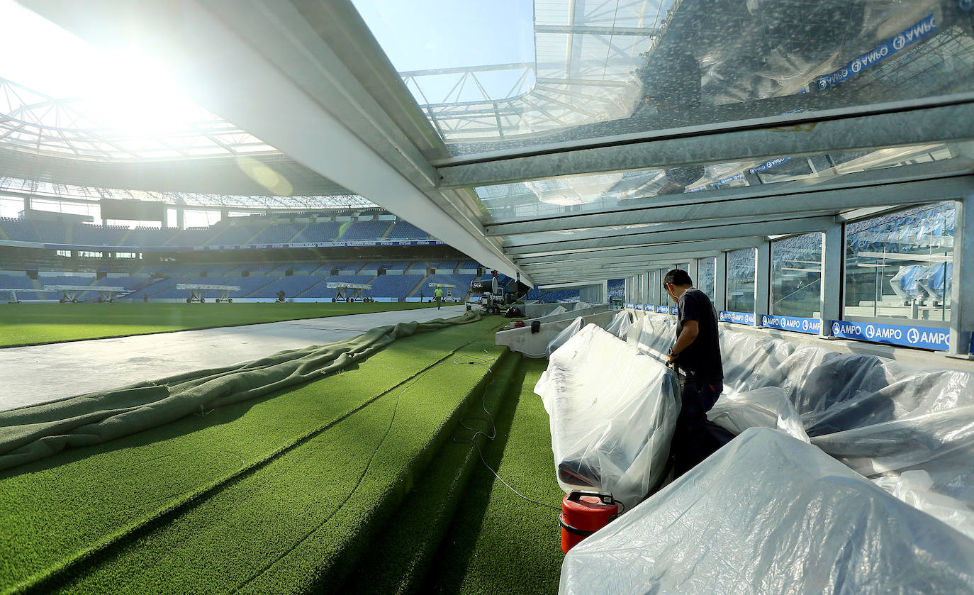 El estadio prácticamente está listo para acoger su estreno con todas las gradas completas en el Real Sociedad - Atlético de Madrid del próximo sábado 14