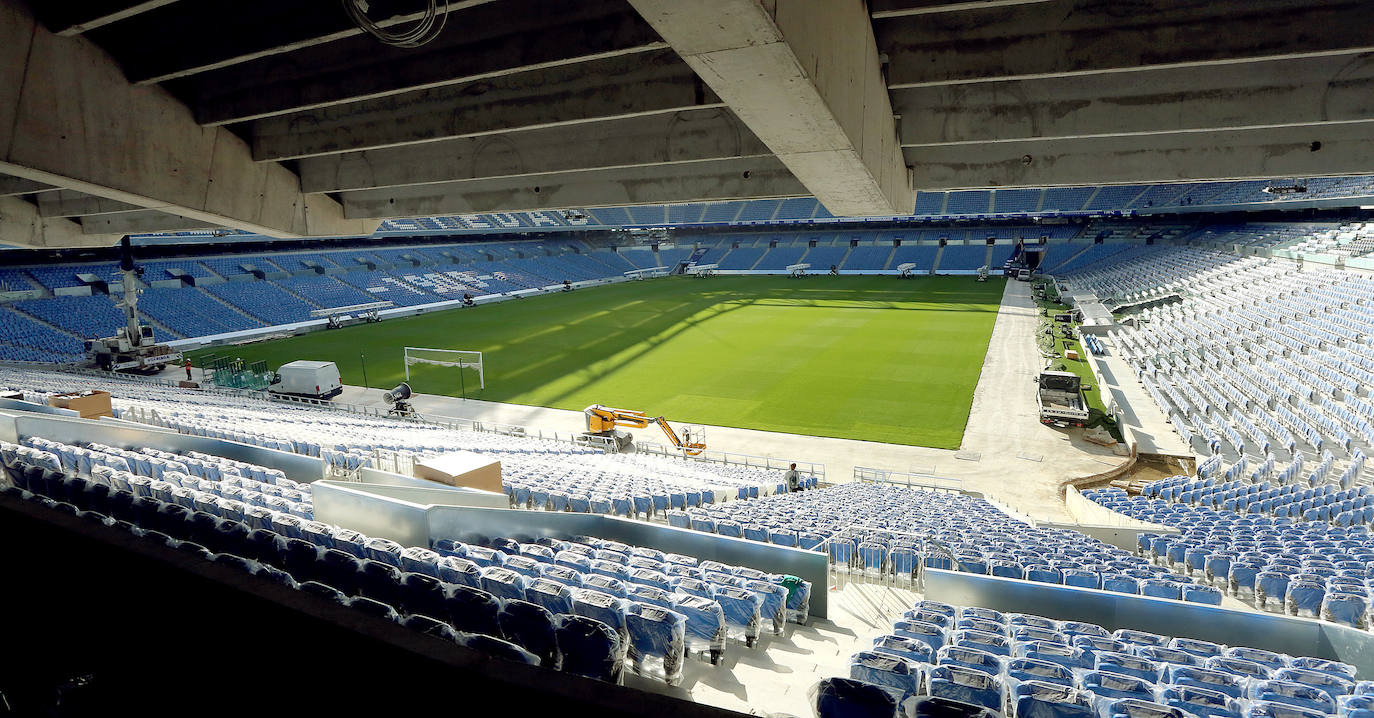 El estadio prácticamente está listo para acoger su estreno con todas las gradas completas en el Real Sociedad - Atlético de Madrid del próximo sábado 14