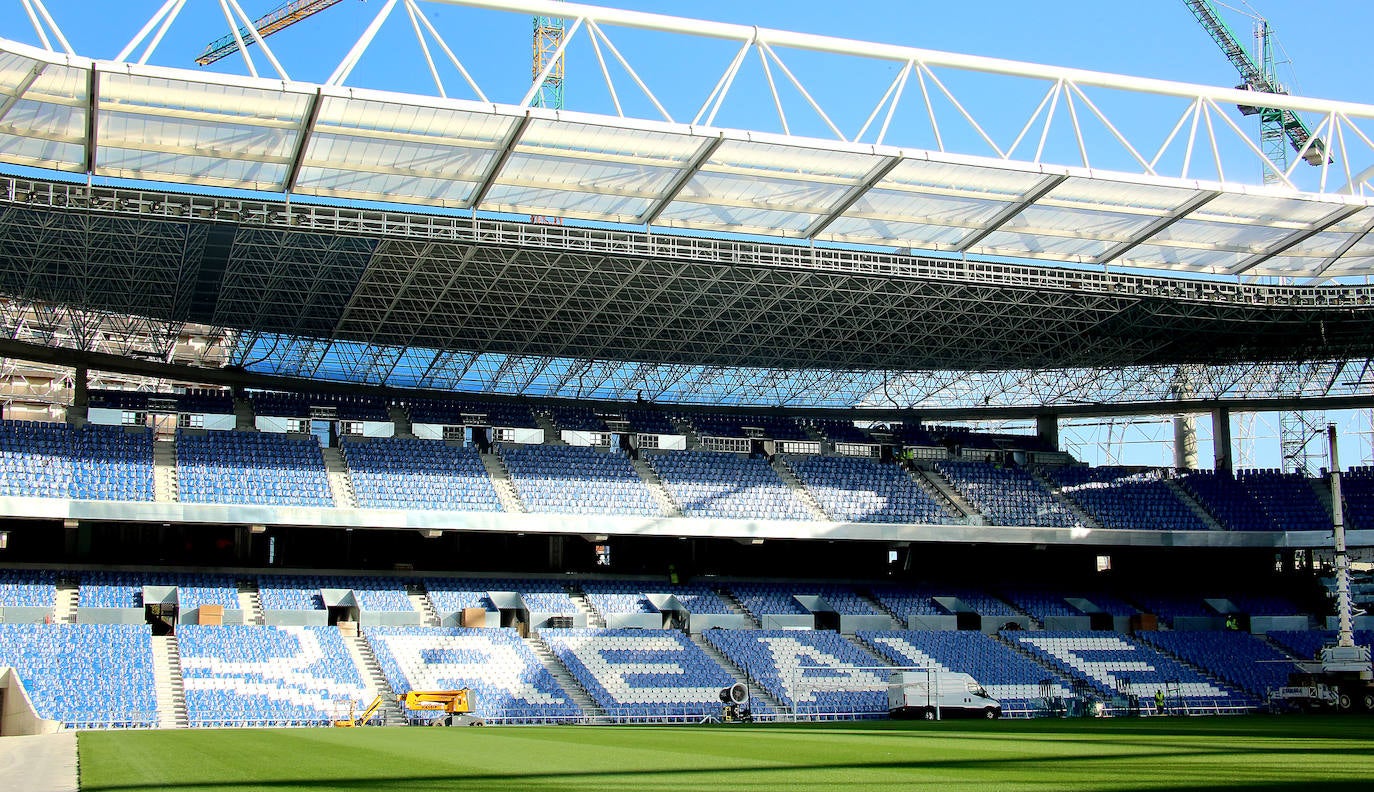 El estadio prácticamente está listo para acoger su estreno con todas las gradas completas en el Real Sociedad - Atlético de Madrid del próximo sábado 14