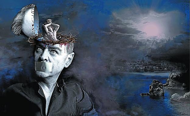 Autorretrato con ciudad al fondo. El artista donostiarra expone su obra en Los Ángeles.