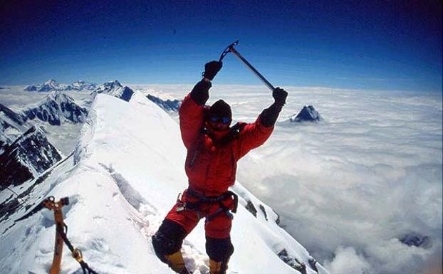 Jean Christophe Lafaille en la cima del Annapurna