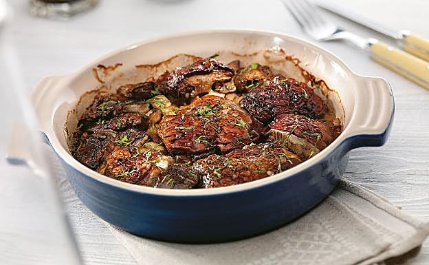 Hongos a la plancha con huevo escalfado