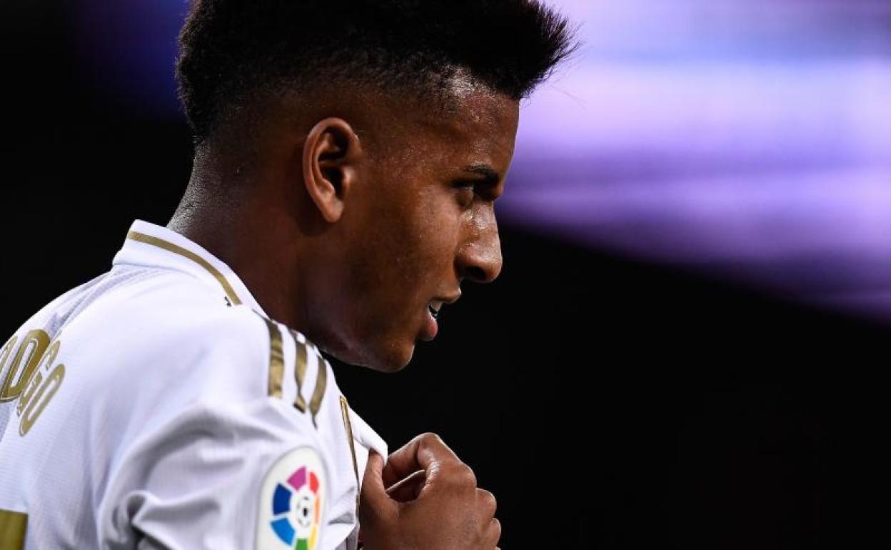 Rodrygo Goes, tras marcar frente al Leganés. 