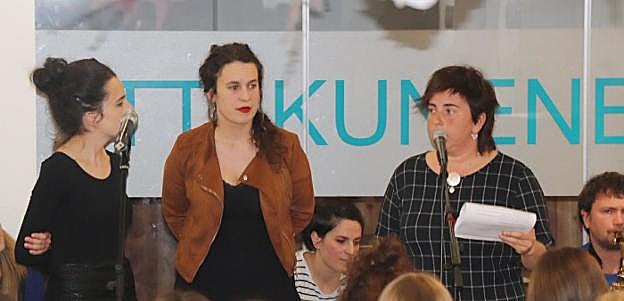 Ane Labaka, Amaia Agirre eta Miren Amuriza Ttakunenean aurtengo apirilean.