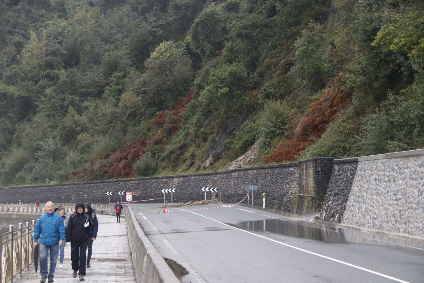 Un gran desprendimiento de rocas producido ha obligado a cortar la carretera durante cinco horas
