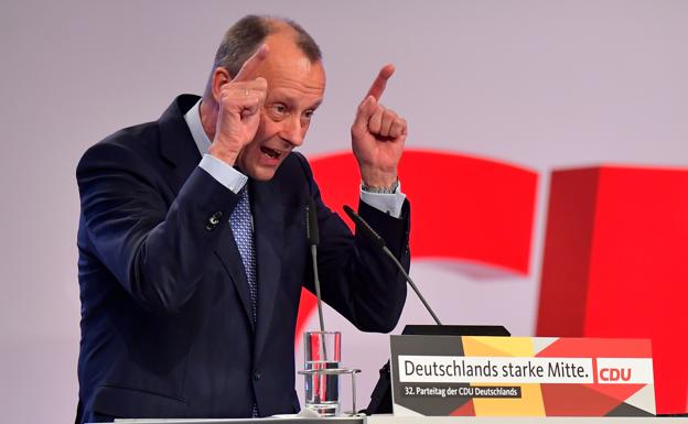 Friedrich Merz, durante su discurso en la cita de Leipzig.